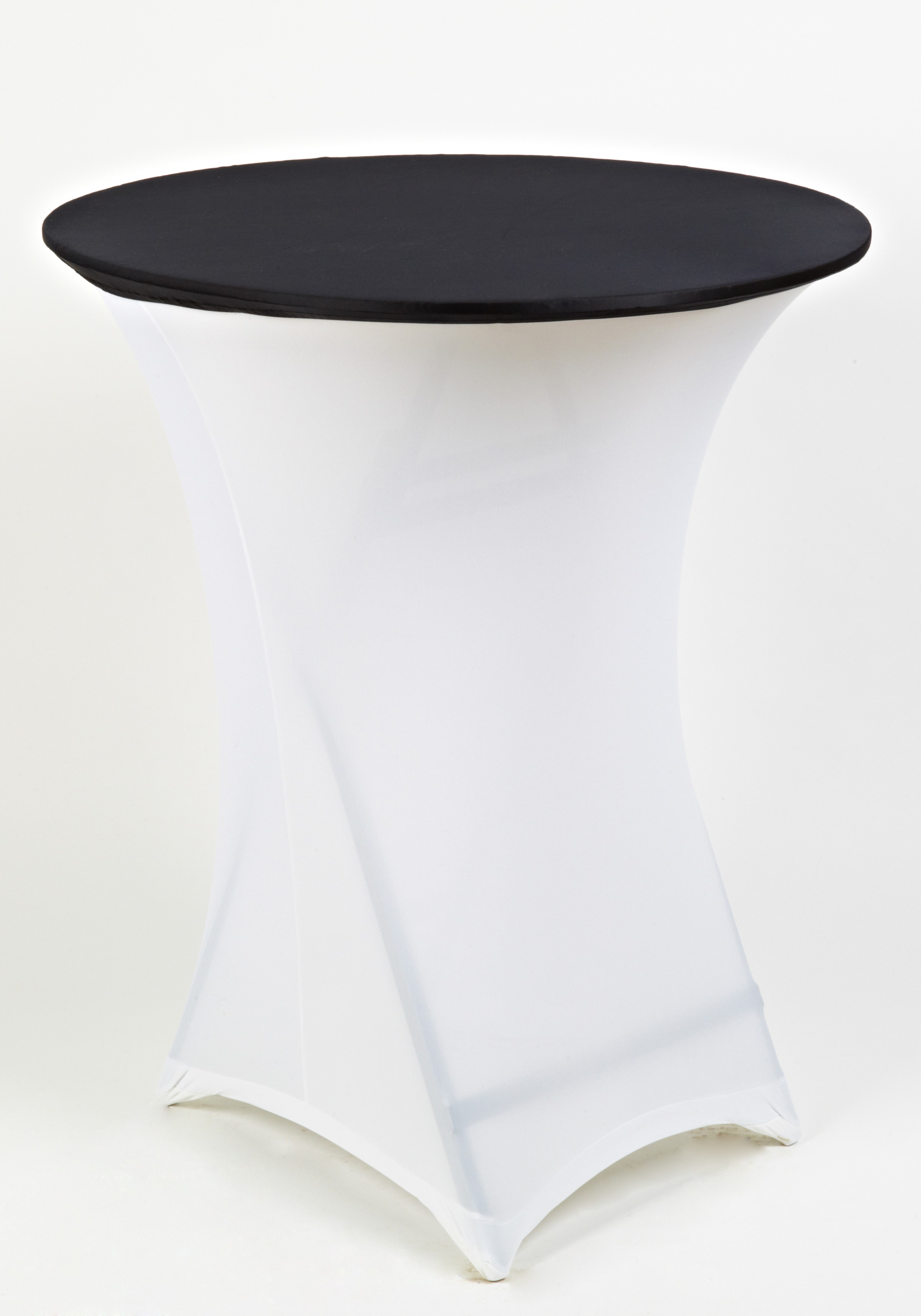 WEISSE SPANDEX TISCHHUSSE MIT SCHWARZEM OBERTEIL 