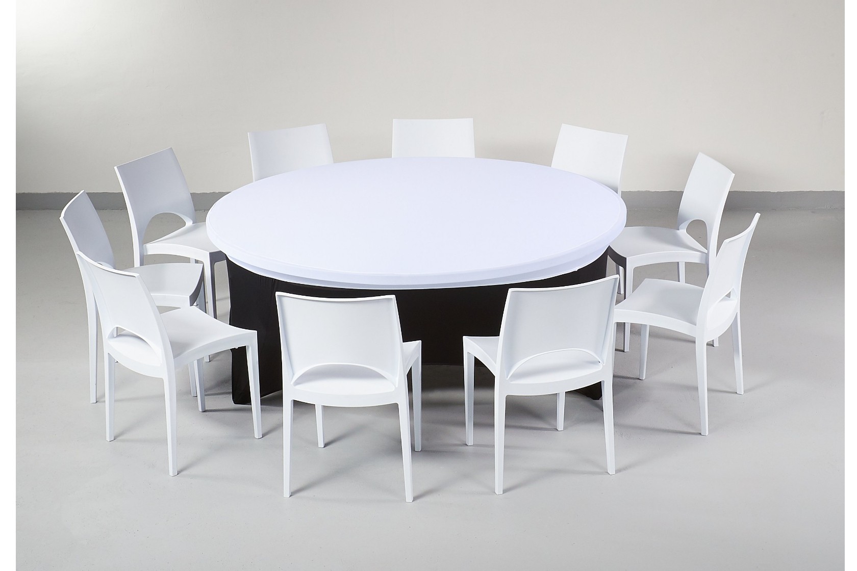 SCHWARZE SPANDEX RUNDTISCHHUSSE MIT WEISSEM OBERTEIL 