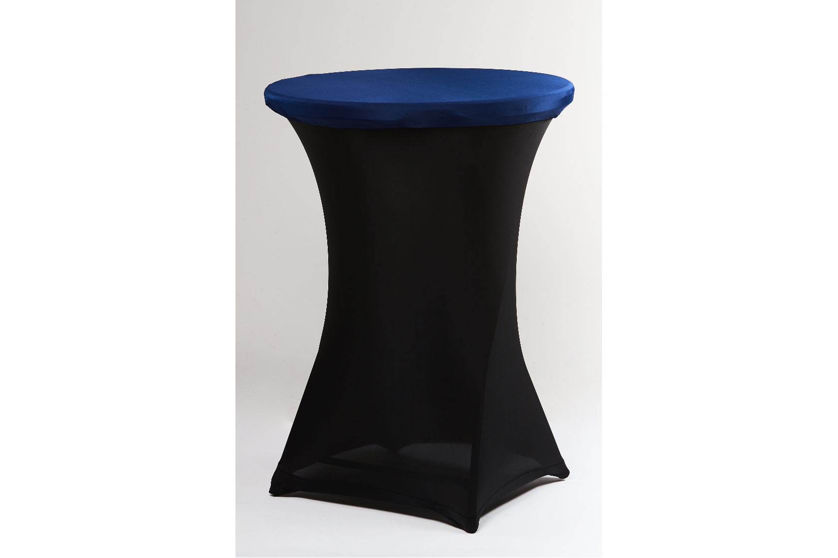 SCHWARZE SPANDEX TISCHHUSSE MIT DUNKELBLAUEM OBERTEIL 