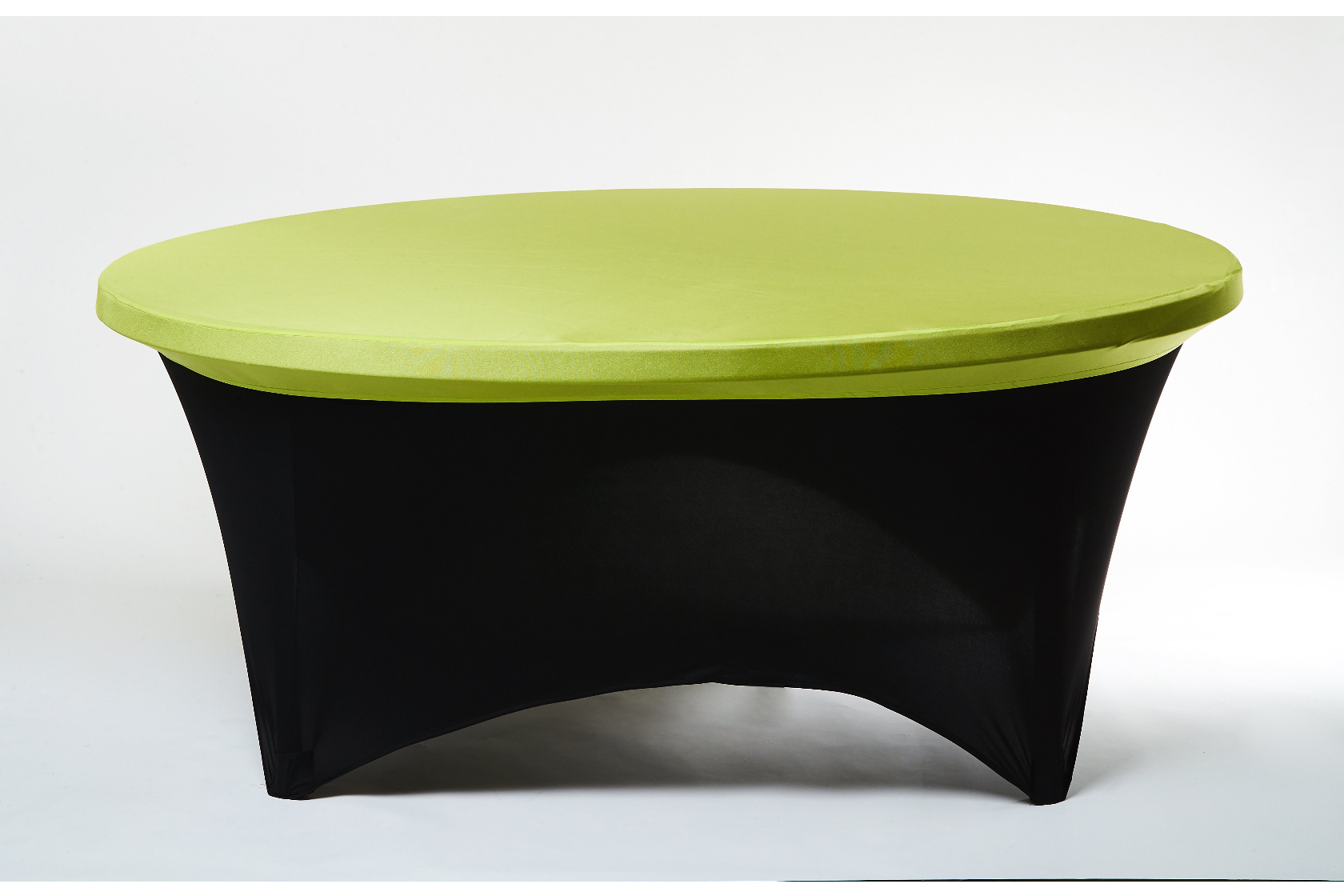 SCHWARZE SPANDEX RUNDTISCHHUSSE MIT APFELGRÜNEM OBERTEIL 