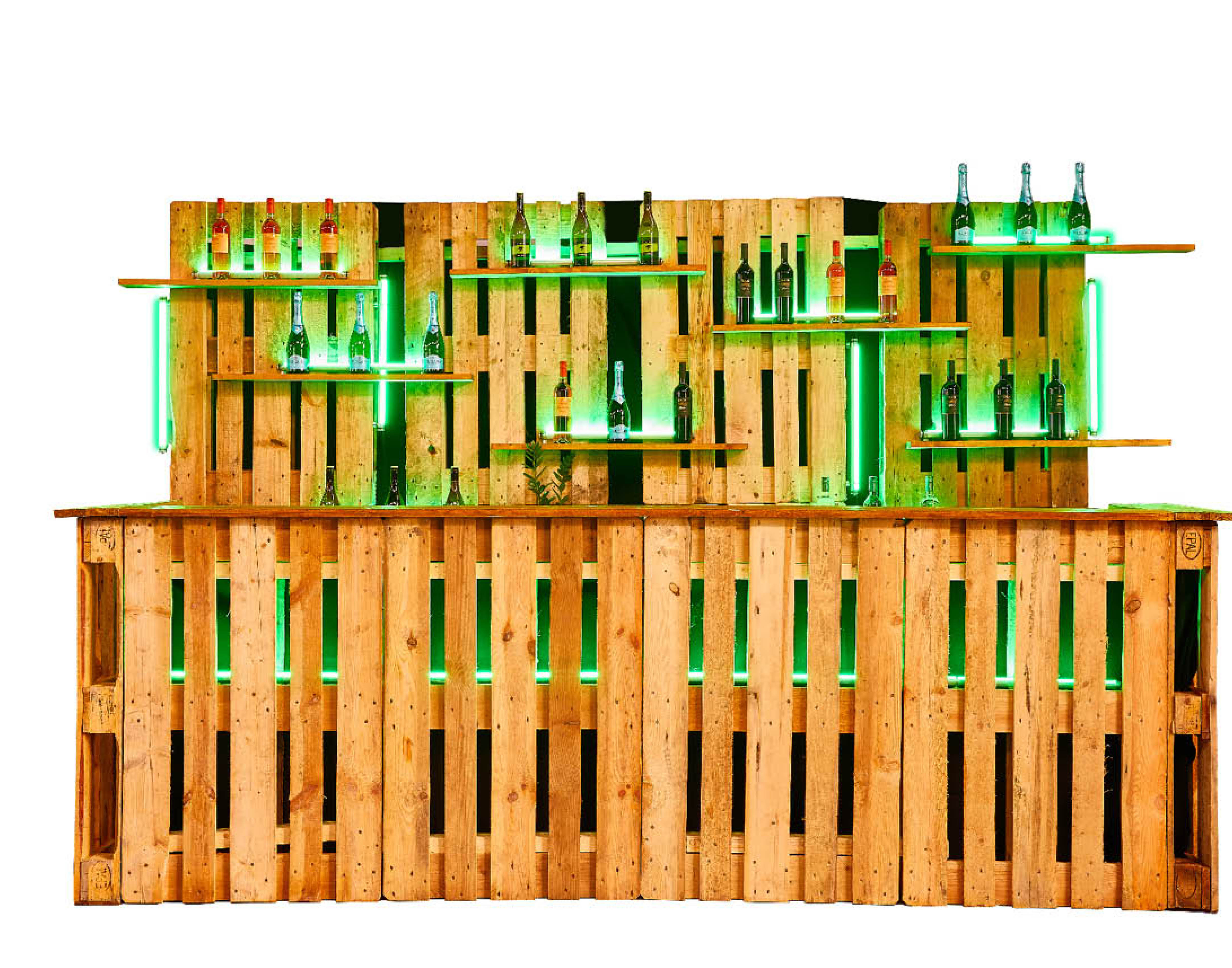 BARTHEKE AUS PALETTEN MIT LED-BELEUCHTUNG