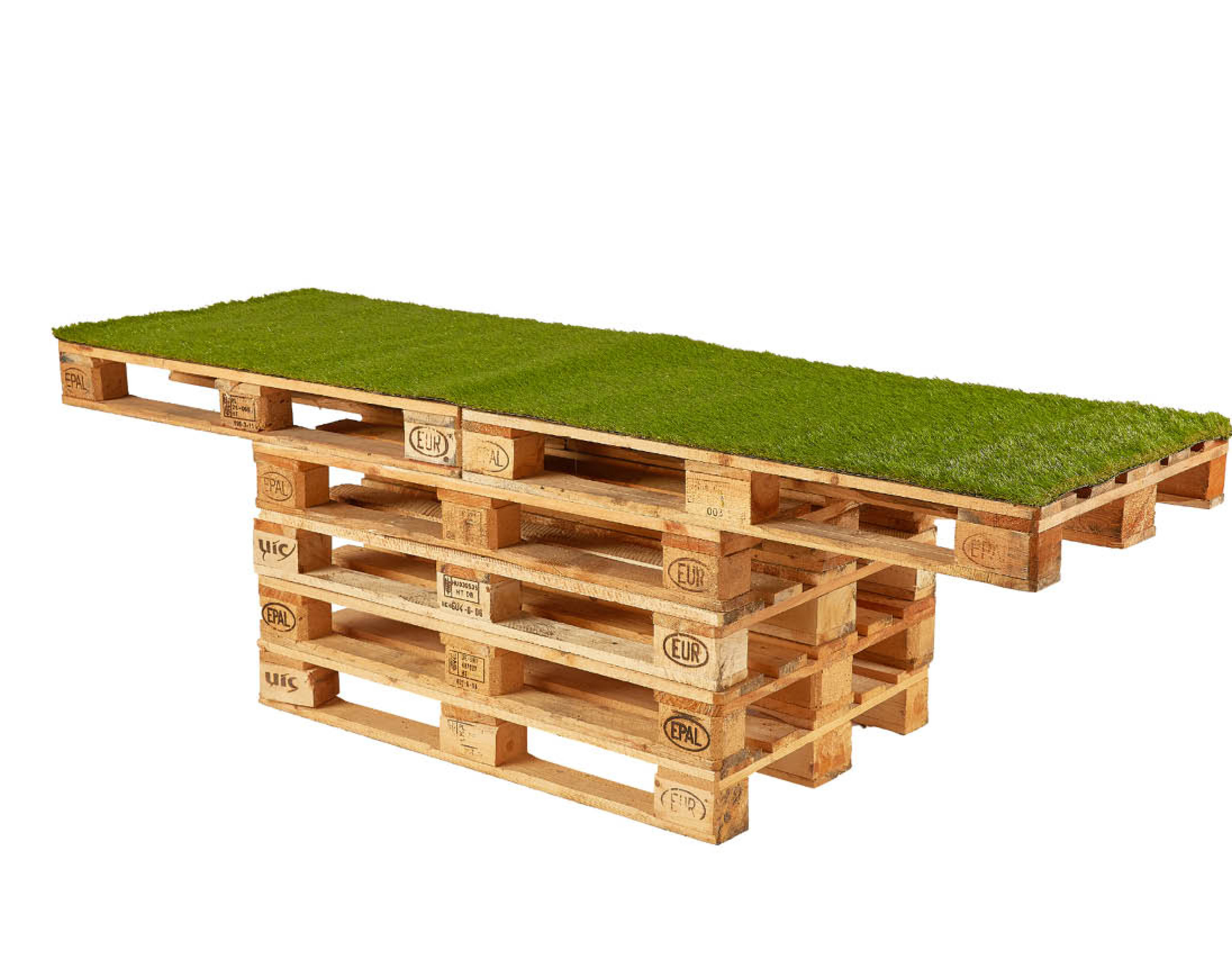 PALETTENTHEKE MIT KUNSTRASEN 